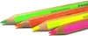A close-up, angled view of four neon-colored pencils on a white background. Anteprima dell’immagine prodotto