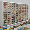 Modellauto-Regal für 80 Autos 1:64 – Wandregal & Setzkasten für Spielzeugautos, Weiß, Birken-Sperrholz – Detailansicht der Fächer Produktbild-Vorschau