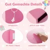 A collage of four close-up images highlighting the details of a pink children's vanity table, with text descriptions in German. Náhled obrázku produktu