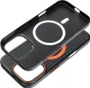 Two black phone cases, one stacked on top of the other, with orange accents. Produktbild-Vorschau