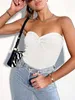 ASKSA Damen Tube Top Y2K Gerippt Knit Tops Twist Knot Produktbild-Vorschau 3