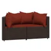 vidaXL Canapé d'angle de jardin avec coussins 2 pcs. Marron Voir les images du produit 1