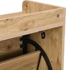 A close-up view of the interior of a wooden cabinet, showing a black metal bracket and a wooden shelf. Anteprima dell’immagine prodotto
