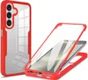 A red and clear phone case is shown on a white background. Produktbild-Vorschau