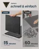 A split image comparing the speed and ease of assembly for a product labeled 'Unsere' (Ours) versus 'Andere' (Others). The left side shows tool-less assembly in 15 minutes, while the right side shows assembly with tools and fasteners taking 60 minutes. Produktbild-Vorschau