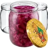 Three glass jars, one filled with red cabbage, and a decorative lid with a Winnie the Pooh illustration. Produktbild-Vorschau