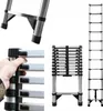 A collage of images showing a telescopic ladder in various states and close-ups. Produktbild-Vorschau