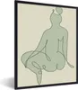 MuchoWow® Gerahmtes Poster Frau - Grün - Linienkunst - Produktbild-Vorschau 1