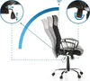 An office chair with diagrams illustrating its adjustable features. Produktbild-Vorschau
