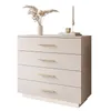 A beige chest of drawers with gold handles, decorated with a vase of dried flowers and a candle. Produktbild-Vorschau
