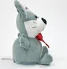 A side view of a stuffed toy mouse with a red polka dot bow tie. Produktbild-Vorschau