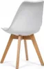 A white chair with wooden legs, shown from the back. Produktbild-Vorschau