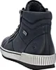 A close-up, rear-facing view of a blue leather high-top sneaker. Produktbild-Vorschau