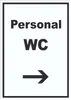 Personal WC Schild mit Text und Richtungspfeil rechts Produktbild-Vorschau 1