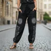 Yogahose, Uni-Baumwoll-Goa-Hose mit Druck - Schwarz, Damen, Produktbild-Vorschau 8