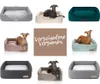 A collage of different dog beds, some with dogs in them, and text in the center. Náhľad obrázku produktu