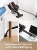 A collage of images showing a cordless vacuum cleaner being used in different settings, with text overlay. Produktbild-Vorschau