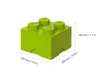 A green LEGO storage box with dimensions indicated. Produktbild-Vorschau