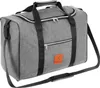 A grey duffel bag with black straps and a small orange logo tag. Náhled obrázku produktu
