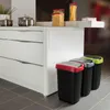 Afvalcontainer TWIST, 50 liter, zwart, met gele rand rond Productafbeelding-voorbeeld 8