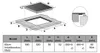 A diagram showing the dimensions of a cooktop and a table with specifications for a 60cm induction cooktop. Produktbild-Vorschau