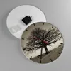 Wanduhr - Rund - Glasuhr - Baum Schnee Sepia - 30x30cm - Produktbild-Vorschau 2