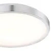 A close-up view of a modern, circular ceiling light with a brushed aluminum trim and a white diffuser. Produktbild-Vorschau