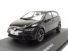A black Volkswagen Golf VIII R model car is displayed on a black base against a white background. Produktbild-Vorschau
