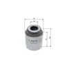 A Bosch oil filter with measurement lines and dimensions indicated. Produktbild-Vorschau