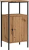 A freestanding wooden cabinet with a black metal frame, displayed against a white background. Produktbild-Vorschau