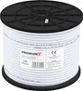 A large spool of white coaxial cable on a black reel. Produktbild-Vorschau