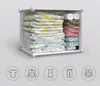 A white modular closet filled with folded clothes and rolled items. Voir les images du produit