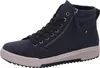 A single blue high-top sneaker with a beige sole is shown against a white background. Voir les images du produit