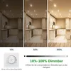 A collage showing a kitchen with different lighting levels and a dimmer switch. Náhled obrázku produktu