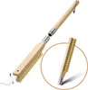 A pizza oven brush and scraper set with a detachable handle and a close-up view of the brush head. Produktbild-Vorschau
