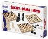Šachy,dáma, mlýn dřevěné figurky a kameny společenská hra v Náhled obrázku produktu 1