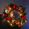 LED Tannenkranz mit Deko - Türkranz - D: 30cm - 10 warmweiße LED - Batterie - für Innen - rot/gold Produktbild-Vorschau