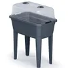 A dark gray raised garden bed with a clear plastic lid, shown on a white background. Produktbild-Vorschau