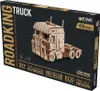 The image shows the packaging of a wooden 3D mechanical model construction kit of a truck. Podgląd zdjęcia produktu