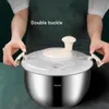 6L Salatschleuder Edelstahl Gemüsewäscher mit Deckel Produktbild-Vorschau 5