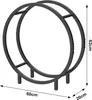 A black metal firewood rack with dimensions indicated. Náhľad obrázku produktu