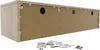 The back of a wooden TV lowboard/sideboard is shown, along with mounting hardware and screws. Produktbild-Vorschau