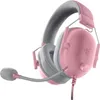 A pink Razer BlackShark V2 X gaming headset with a microphone. Podgląd zdjęcia produktu