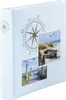 A light blue photo album with a compass design and two small beach-themed photos on the cover. Produktbild-Vorschau