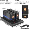 A product image showing a restaurant pager system with multiple pagers on a charging base, along with dimensions and specifications. Anteprima dell’immagine prodotto
