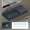 doporro Lavabo Suspendu Gris Noir Mat 75cm Vasque à Poser Voir les images du produit 3