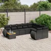 Design 10-tlg. Garten-Sofagarnitur mit Kissen Schwarz Poly Produktbild-Vorschau 1