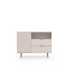 A beige kommode with gold legs on a white background. Produktbild-Vorschau