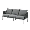 A three-seater outdoor sofa with gray cushions and a woven black frame, presented against a white background. Podgląd zdjęcia produktu