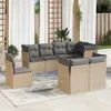 8-tlg. Garten-Sofagarnitur mit Kissen Beige Poly Rattan, Produktbild-Vorschau 1
